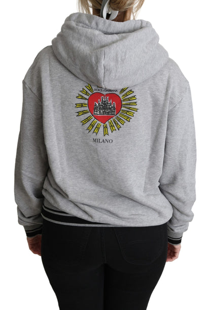 Dolce &amp; Gabbana – Grau bedruckter Kapuzenpullover mit exklusivem Logo