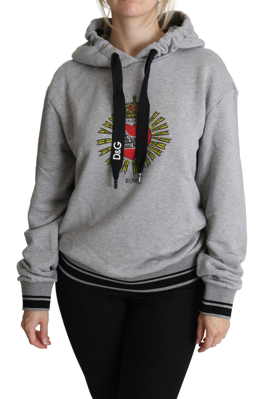 Dolce &amp; Gabbana – Grau bedruckter Kapuzenpullover mit exklusivem Logo