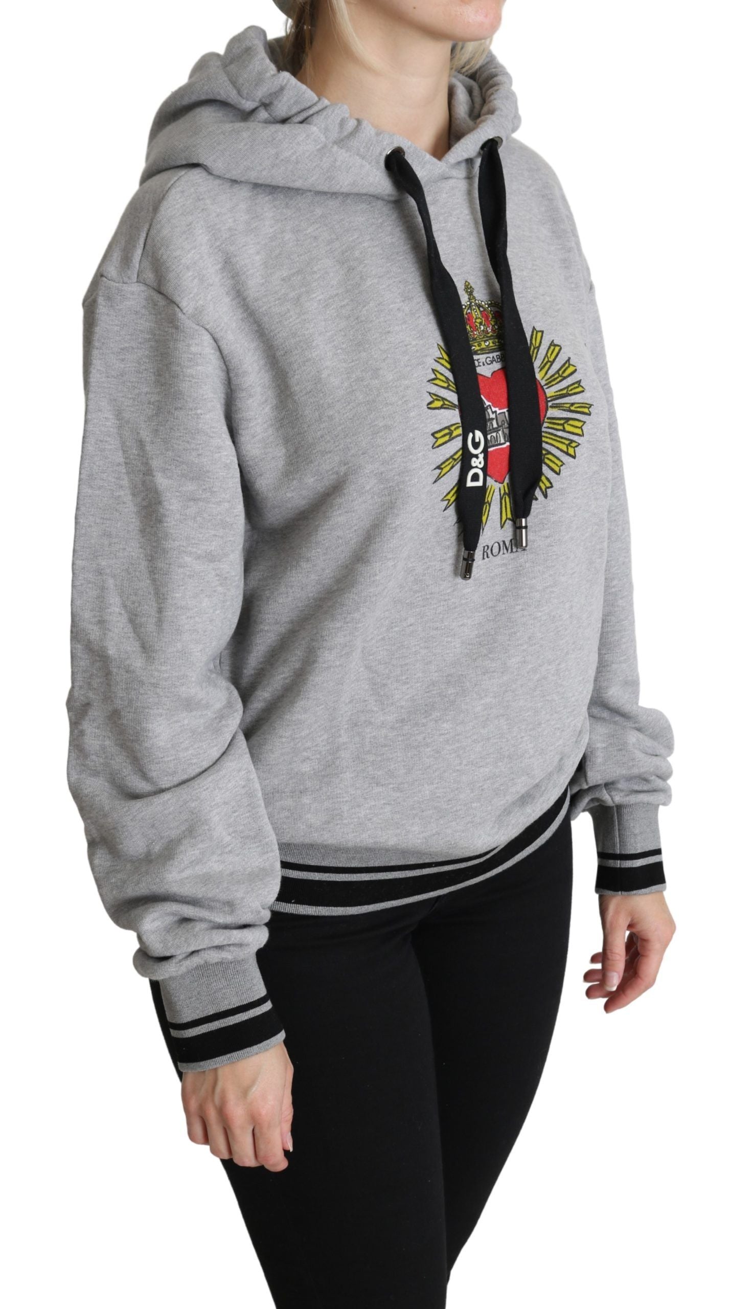 Dolce &amp; Gabbana – Grau bedruckter Kapuzenpullover mit exklusivem Logo