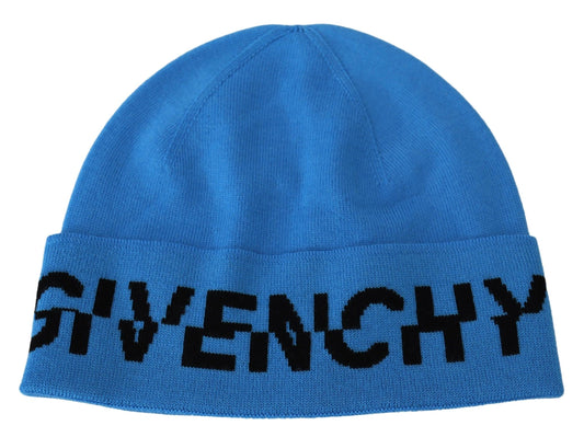 Givenchy Blaue Wollmütze für den Winter, Unisex, warm