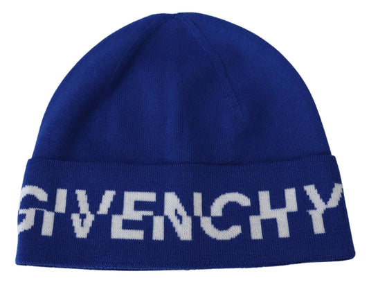 Givenchy Blaue Wollmütze für den Winter, Unisex, warm
