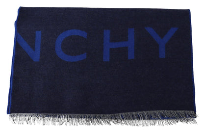 Givenchy Blauer Wollschal Unisex Winter Warmer Schal Wickelschal