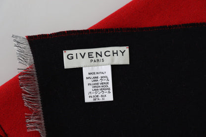 Givenchy Rot Schwarz Wolle Unisex Winter Warm Schal Wickelschal