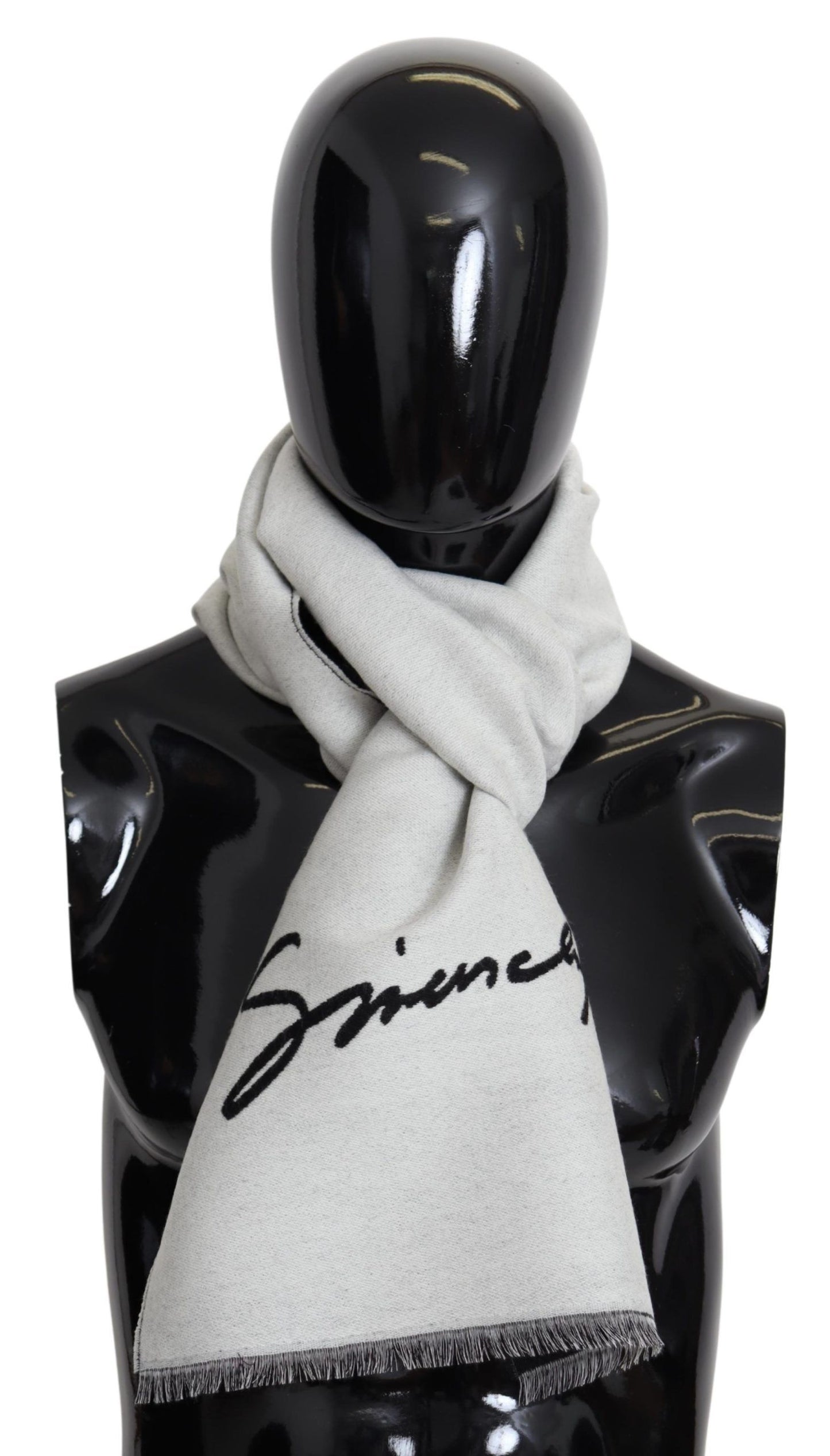 Givenchy Schwarz Weiß Wolle Unisex Winter Warm Schal Wickelschal