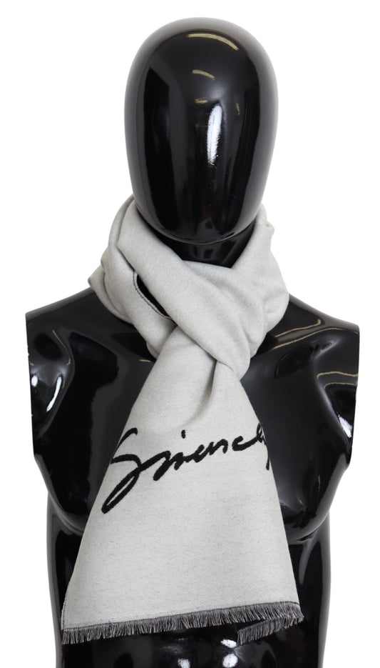 Givenchy Schwarz Weiß Wolle Unisex Winter Warm Schal Wickelschal