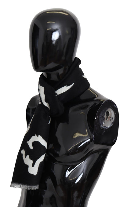 Givenchy Schwarz Weiß Wolle Unisex Winter Warm Schal Wickelschal