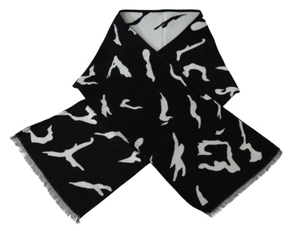 Givenchy Schwarz Weiß Wolle Unisex Winter Warm Schal Wickelschal