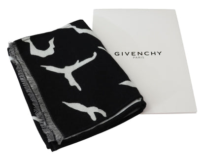 Givenchy Schwarz Weiß Wolle Unisex Winter Warm Schal Wickelschal