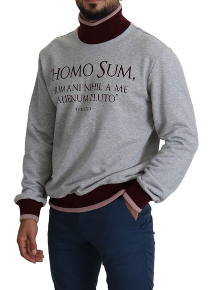 Dolce &amp; Gabbana Gray Homo Sum Turtleneck Pullover Sweater
