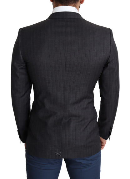 Dolce &amp; Gabbana Schwarzer einreihiger Wollmantel MARTINI Blazer