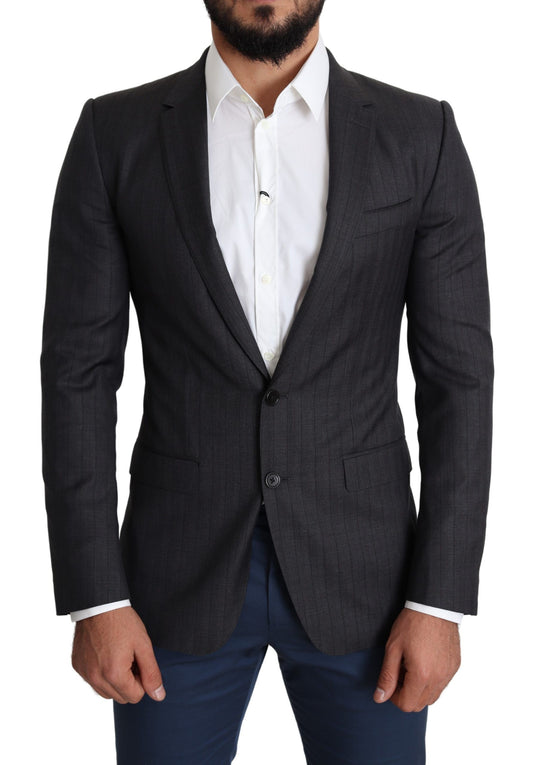 Dolce &amp; Gabbana Schwarzer einreihiger Wollmantel MARTINI Blazer