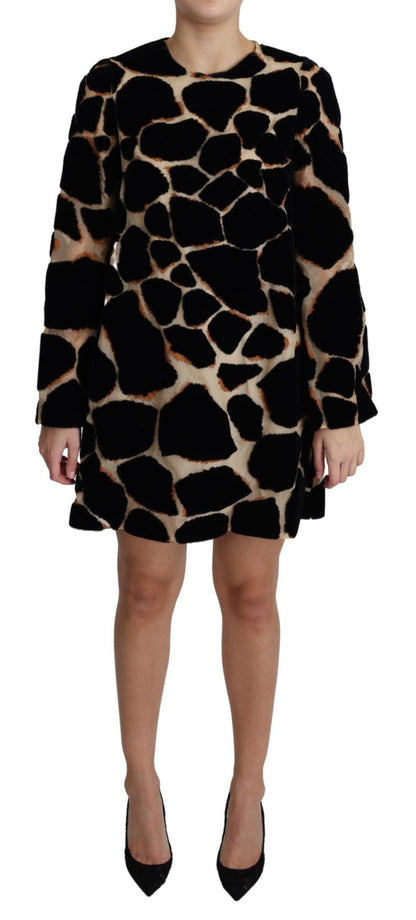 Dolce &amp; Gabbana – Schwarzes Mini-Etuikleid mit Giraffenprint
