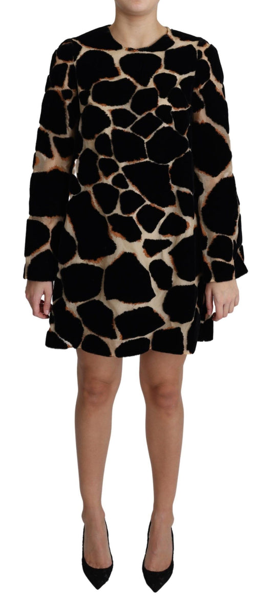 Dolce &amp; Gabbana – Schwarzes Mini-Etuikleid mit Giraffenprint