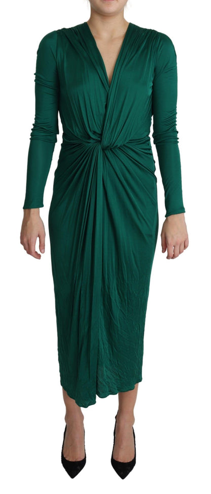 Dolce &amp; Gabbana – Grünes, tailliertes Midikleid aus Viskose
