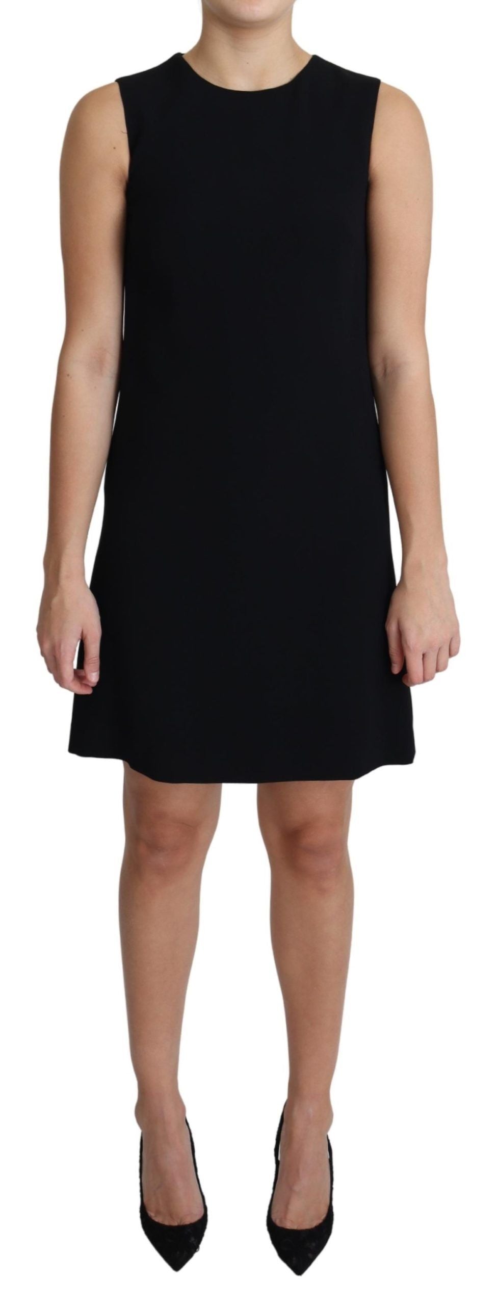 Dolce &amp; Gabbana – Schwarzes A-Linien-Etuikleid aus Viskose-Stretch