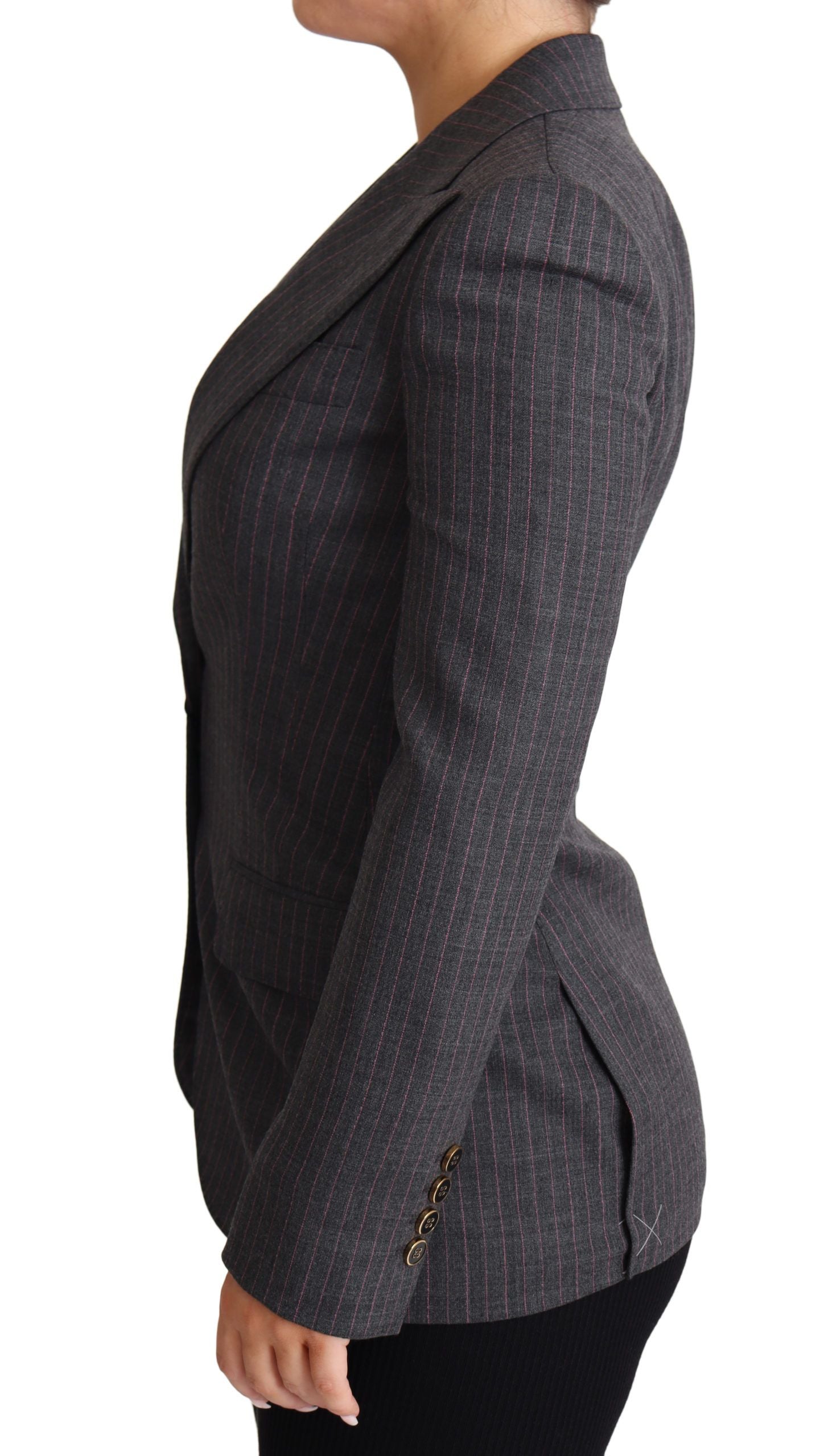 Dolce &amp; Gabbana Graue einreihige taillierte Blazer-Wolljacke