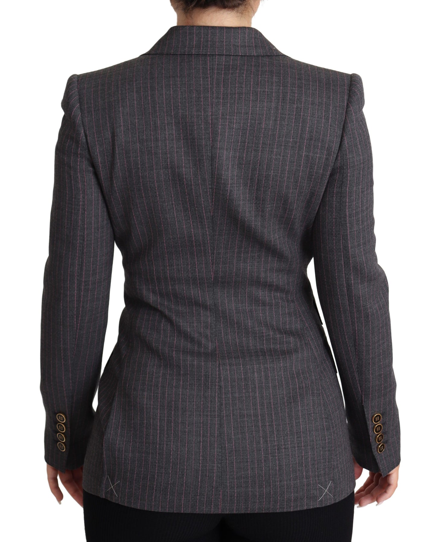 Dolce &amp; Gabbana Graue einreihige taillierte Blazer-Wolljacke