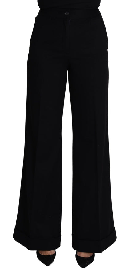 Dolce &amp; Gabbana – Schwarze Kaschmirhose mit weitem Bein für Damen
