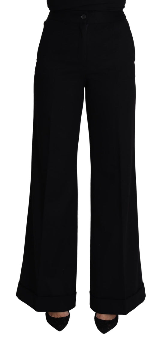 Dolce &amp; Gabbana – Schwarze Kaschmirhose mit weitem Bein für Damen