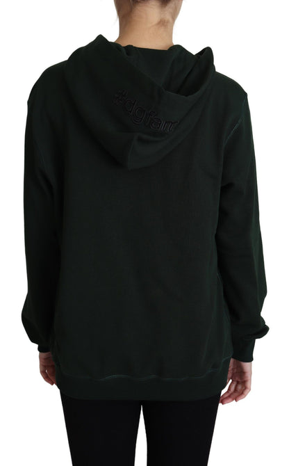 Dolce &amp; Gabbana Dunkelgrüner Hoodie mit Kronenstickerei