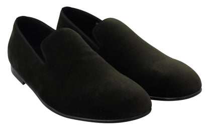 Dolce &amp; Gabbana – Slipper aus grünem Samt für Herren