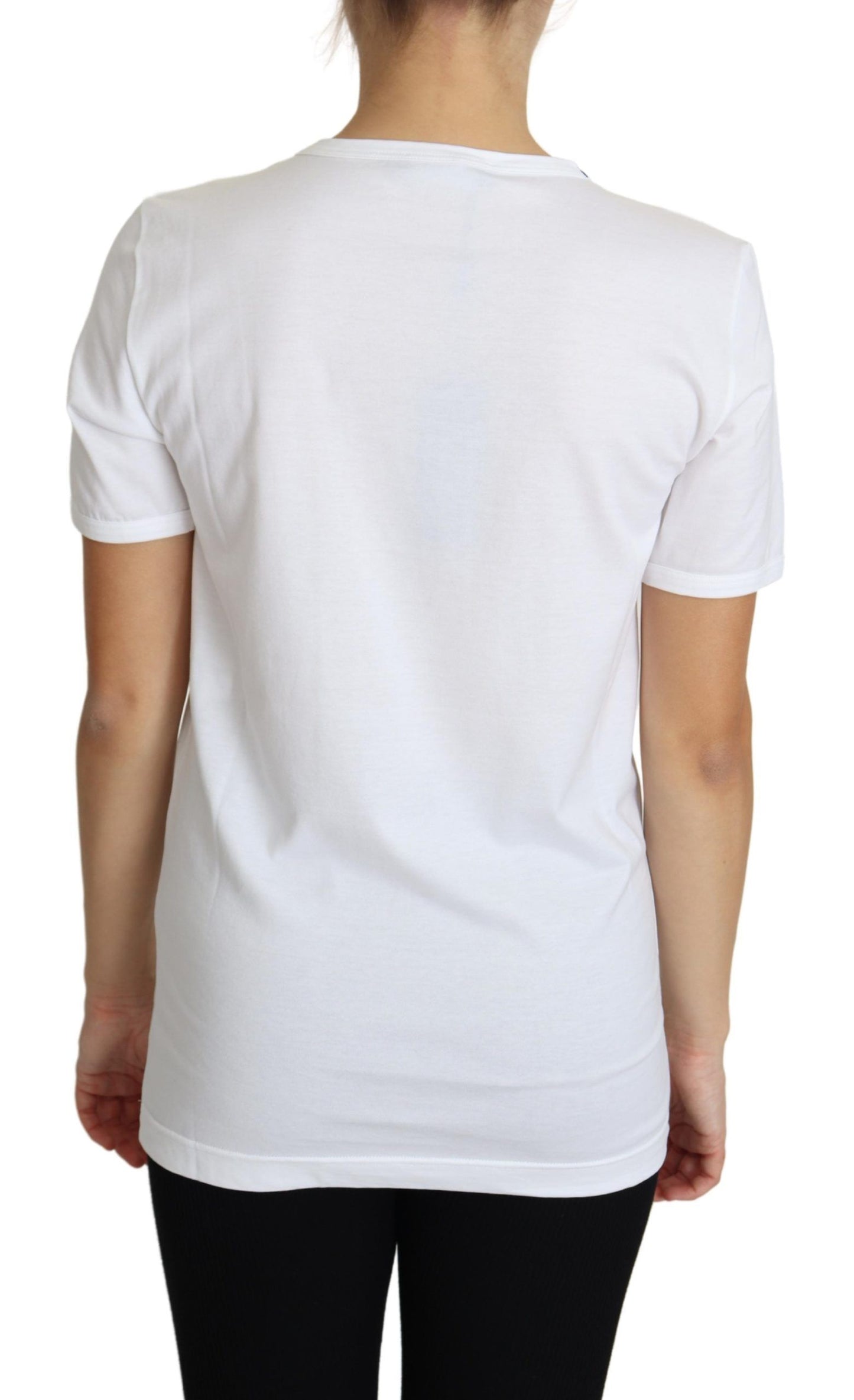 Dolce &amp; Gabbana – Weißes T-Shirt-Oberteil „San Valentino“ mit Herzkristallen