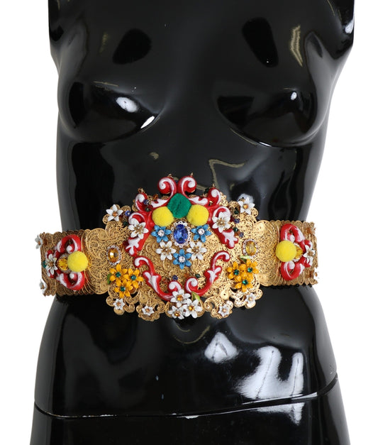 Dolce &amp; Gabbana – Breiter Taillengürtel mit Blumen- und Kristallverzierung in mehreren Farben