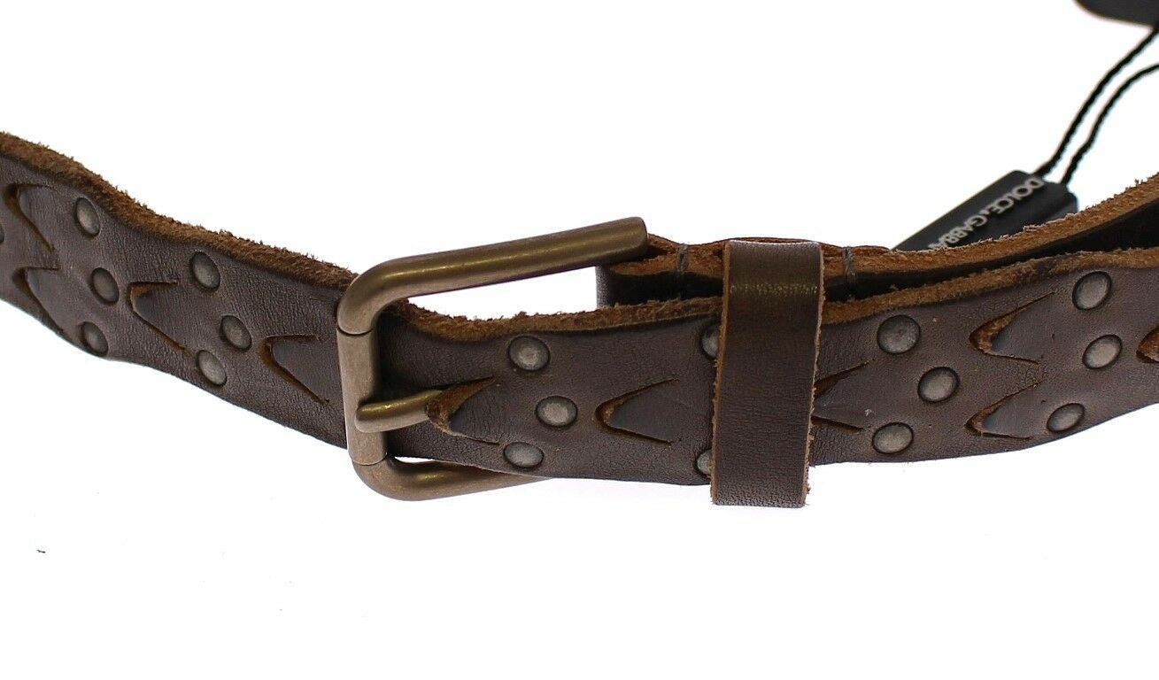Dolce &amp; Gabbana Brauner Leder-Logo-Cintura-Gürtel
