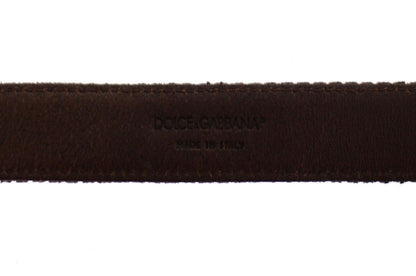 Dolce &amp; Gabbana Brauner Leder-Logo-Cintura-Gürtel