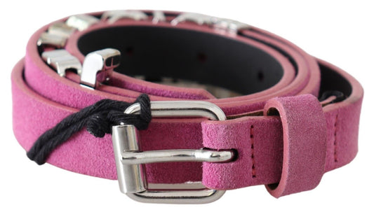 Just Cavalli Taillengürtel mit verchromter Metallschnalle, rosa/silber