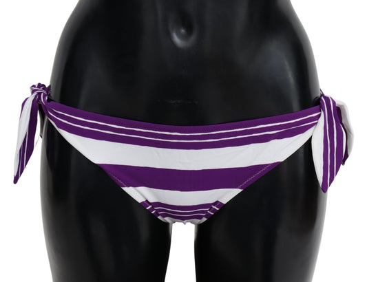 Dolce &amp; Gabbana – Lila-weiß gestreiftes Beachwear-Bikinioberteil