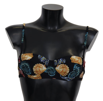 Dolce &amp; Gabbana – Schwarze Bikinioberteile mit Muschel-Print für Damen