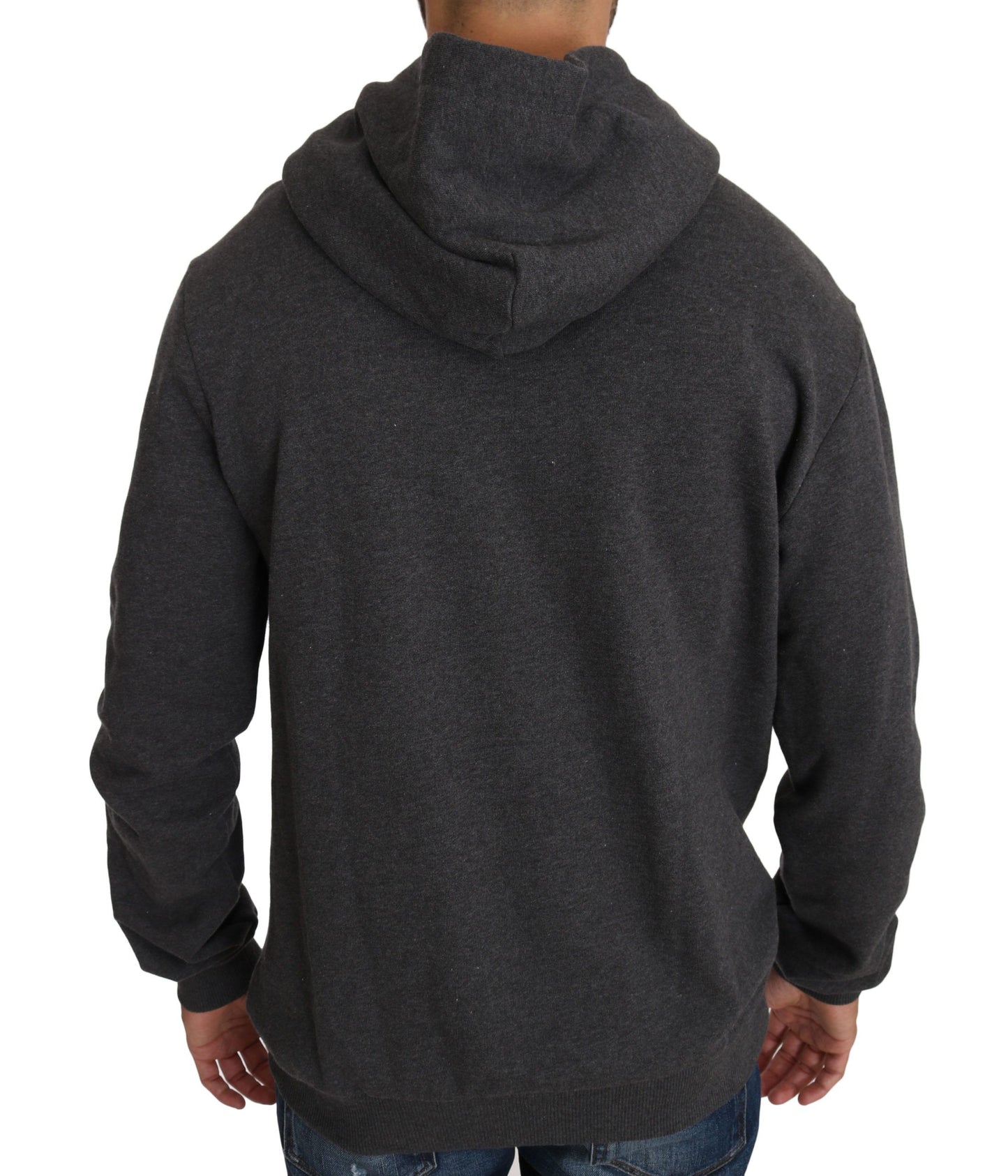 Dolce &amp; Gabbana Grauer Kapuzenpullover mit rotem Kristallherz und Pistole