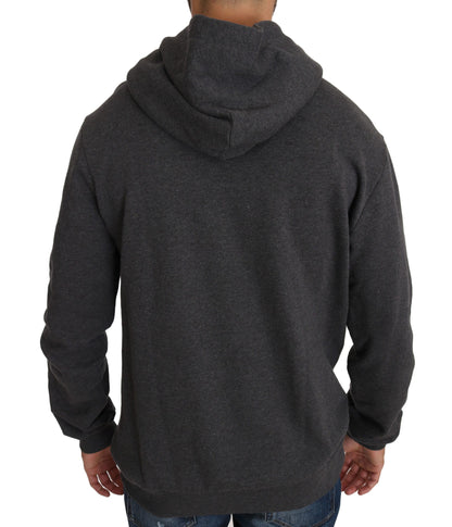 Dolce &amp; Gabbana Grauer Kapuzenpullover mit rotem Kristallherz und Pistole