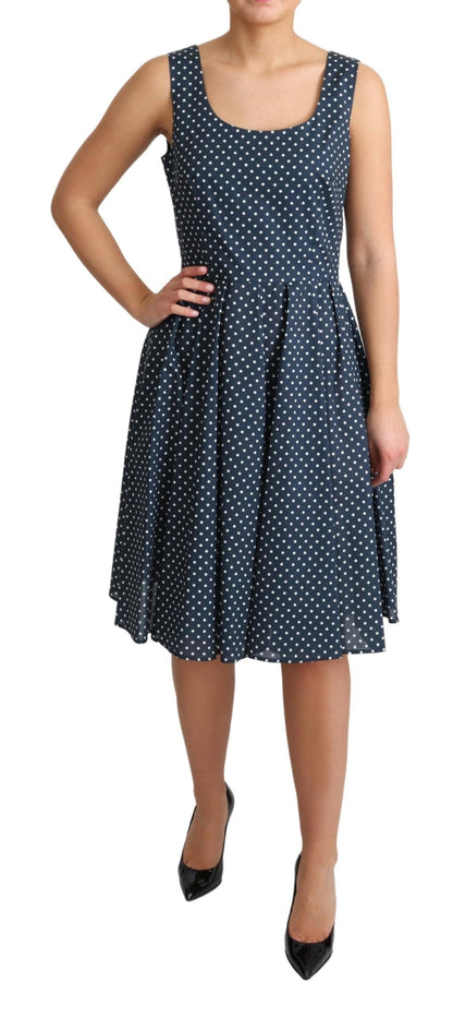 Dolce &amp; Gabbana – Blau gepunktetes A-Linien-Kleid aus Baumwolle
