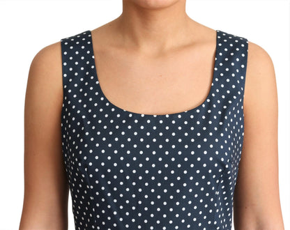 Dolce &amp; Gabbana – Blau gepunktetes A-Linien-Kleid aus Baumwolle