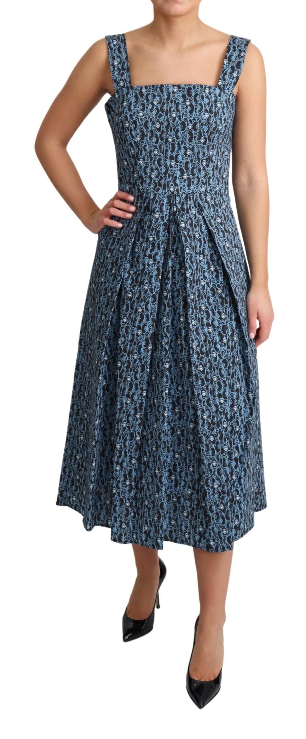 Dolce &amp; Gabbana – A-Linien-Stretchkleid aus Baumwolle mit blauem Herz