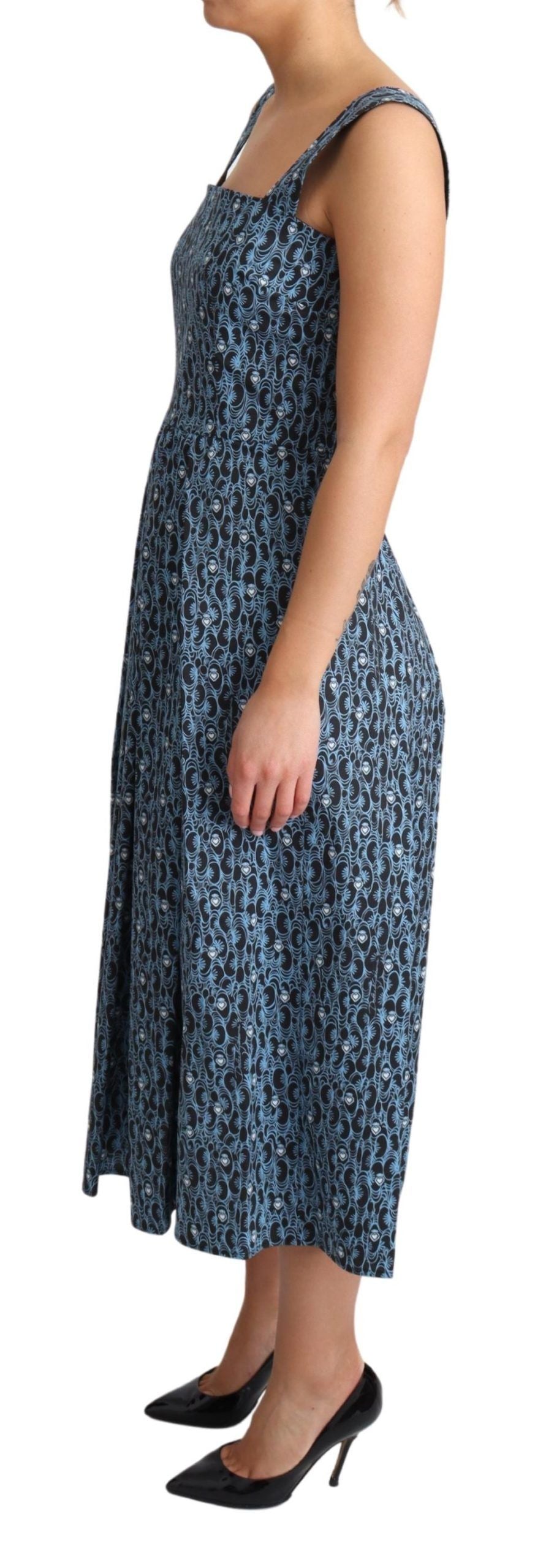 Dolce &amp; Gabbana – A-Linien-Stretchkleid aus Baumwolle mit blauem Herz