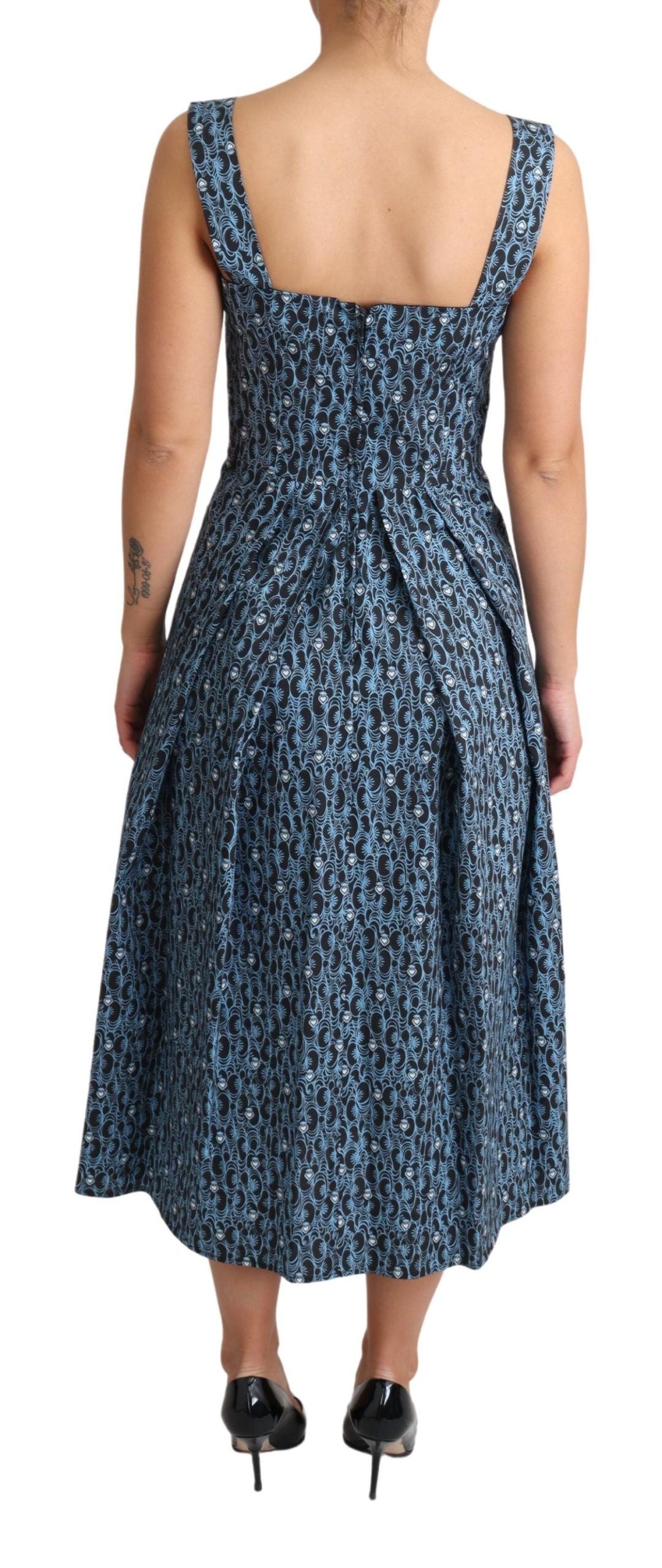 Dolce &amp; Gabbana – A-Linien-Stretchkleid aus Baumwolle mit blauem Herz