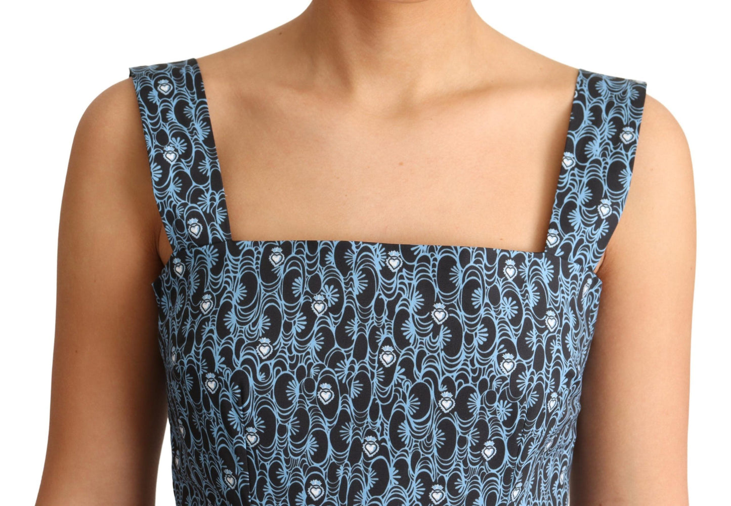 Dolce &amp; Gabbana – A-Linien-Stretchkleid aus Baumwolle mit blauem Herz