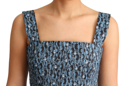 Dolce &amp; Gabbana – A-Linien-Stretchkleid aus Baumwolle mit blauem Herz