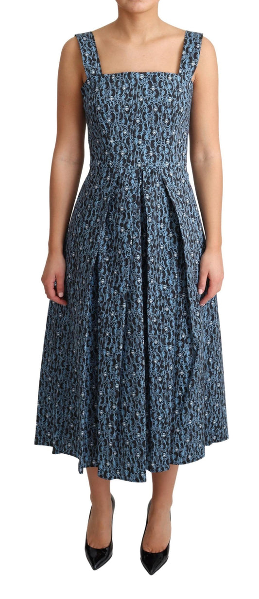 Dolce &amp; Gabbana – A-Linien-Stretchkleid aus Baumwolle mit blauem Herz