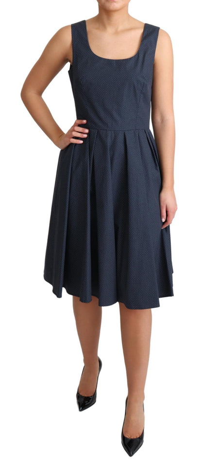 Dolce &amp; Gabbana Blaues A-Linien-Kleid aus gepunkteter Baumwolle