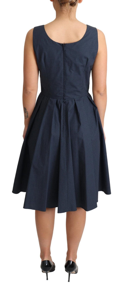 Dolce &amp; Gabbana Blaues A-Linien-Kleid aus gepunkteter Baumwolle