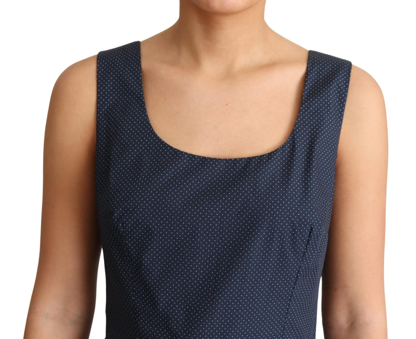 Dolce &amp; Gabbana Blaues A-Linien-Kleid aus gepunkteter Baumwolle