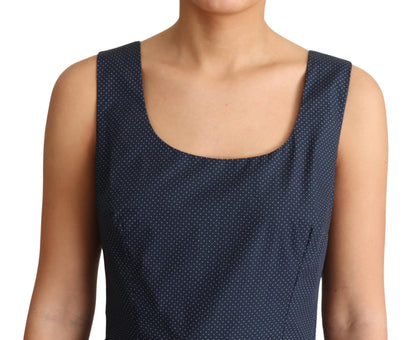 Dolce &amp; Gabbana Blaues A-Linien-Kleid aus gepunkteter Baumwolle