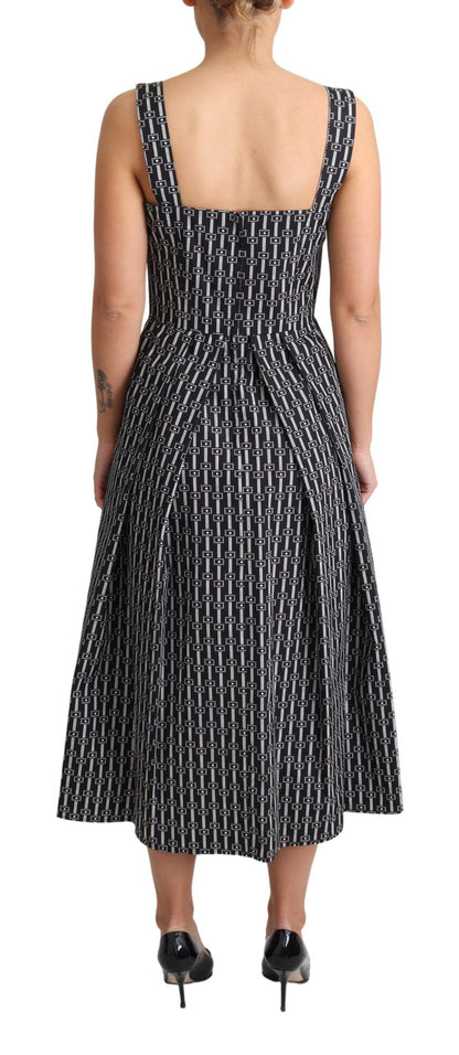 Dolce &amp; Gabbana – A-Linien-Kleid aus Baumwolle mit Schwarz-Weiß-Muster