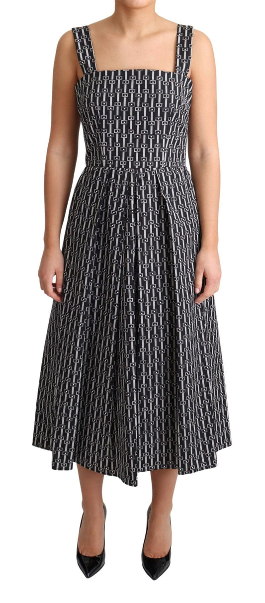 Dolce &amp; Gabbana – A-Linien-Kleid aus Baumwolle mit Schwarz-Weiß-Muster