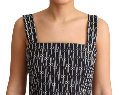 Dolce &amp; Gabbana – A-Linien-Kleid aus Baumwolle mit Schwarz-Weiß-Muster