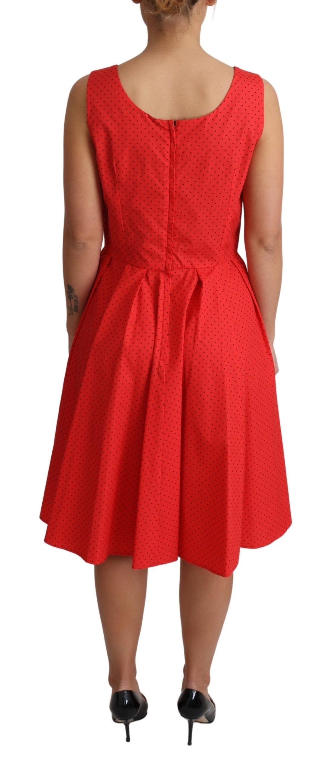 Dolce &amp; Gabbana – Rotes A-Linien-Kleid aus gepunkteter Baumwolle